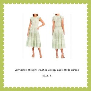 ANTONIO MELANI Green Lace Midi Dress